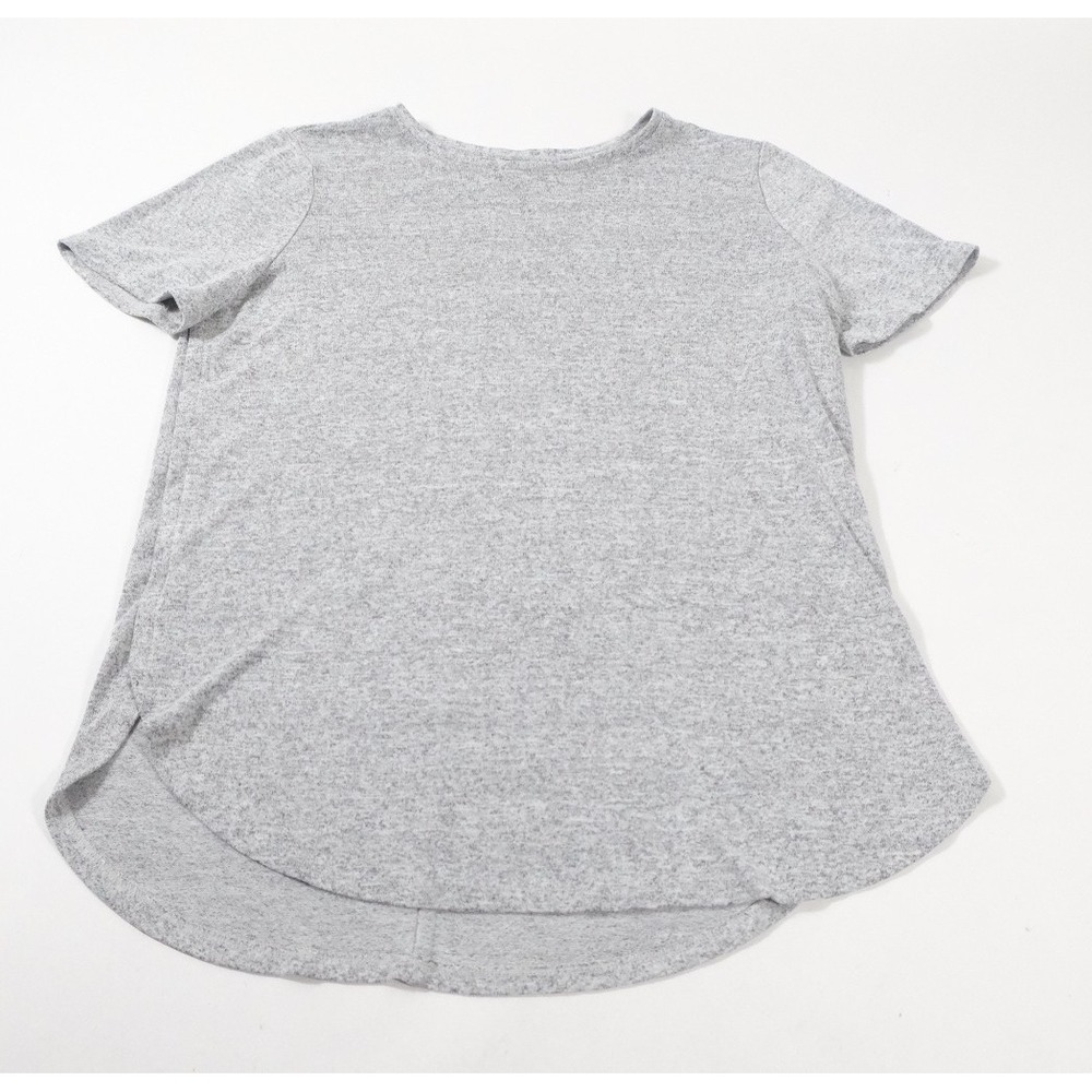 Ann Taylor Top Womens S Gray Heathered Short Sleeve High-Low Hem Crew‎ Neck Knit